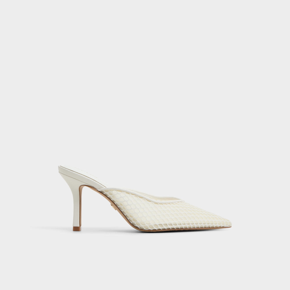 Aldo Gamilia Open White Textile Mesh Women's Kitten heels - Heeled mule, Kitten heel Open White