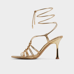 Aldo Curacao in Gold - Strappy heeled sandal, Stiletto heel Gold