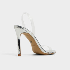Aldo Quinilynn Silver Women's Iridescent metallics - Strappy heeled sandal, Stiletto heel Silver