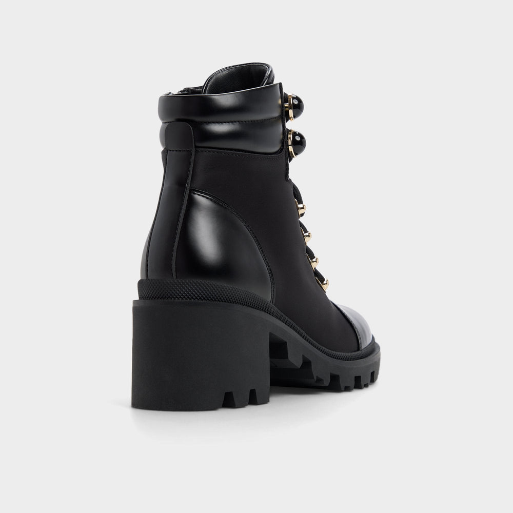 Aldo Mariettia in Black - Lace-up boot, Lug sole Black