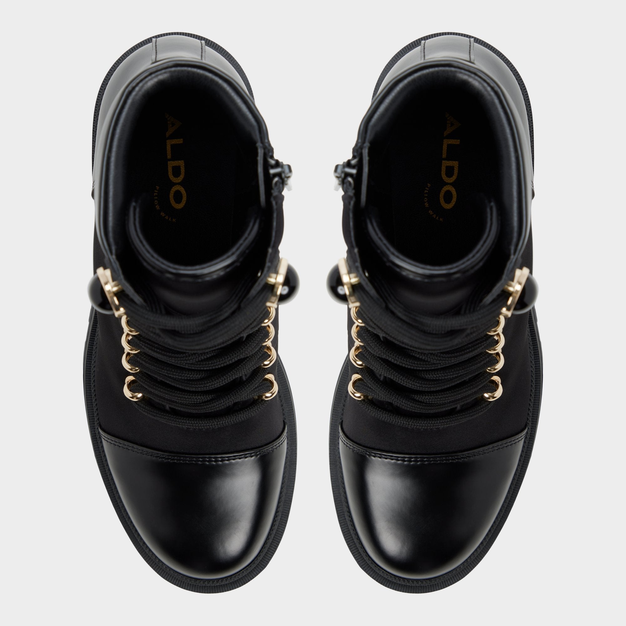 Aldo Mariettia in Black - Lace-up boot, Lug sole Black