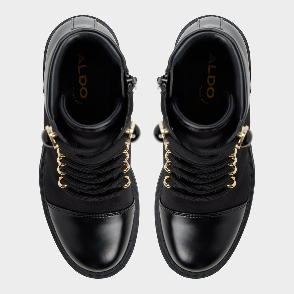 Aldo Mariettia in Black - Lace-up boot, Lug sole Black
