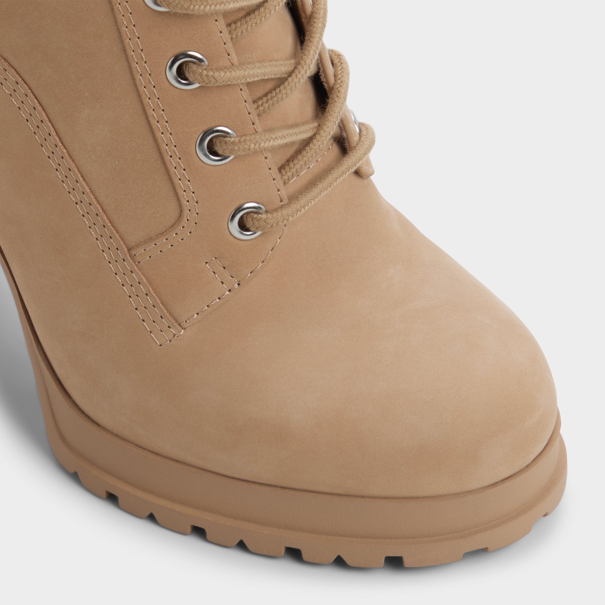 Aldo Rebelliously in Medium Beige - Combat ankle boot, Lug sole Medium Beige