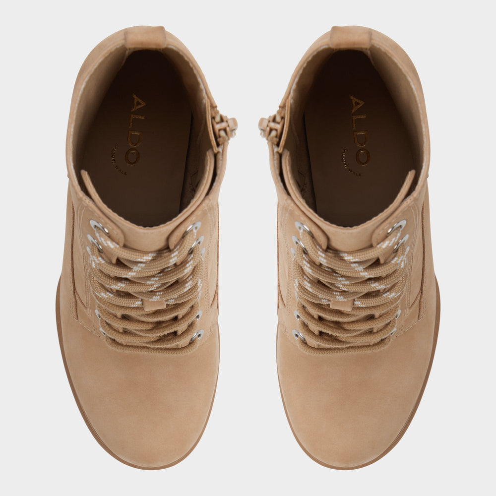 Aldo Rebelliously in Medium Beige - Combat ankle boot, Lug sole Medium Beige