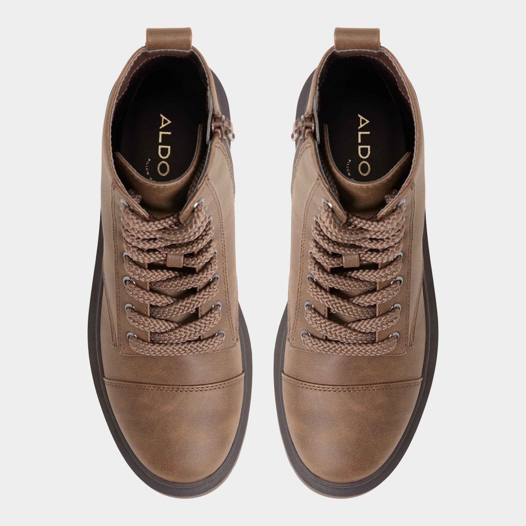 Aldo Goer in Medium Brown - Combat ankle boot, Lug sole Medium brown