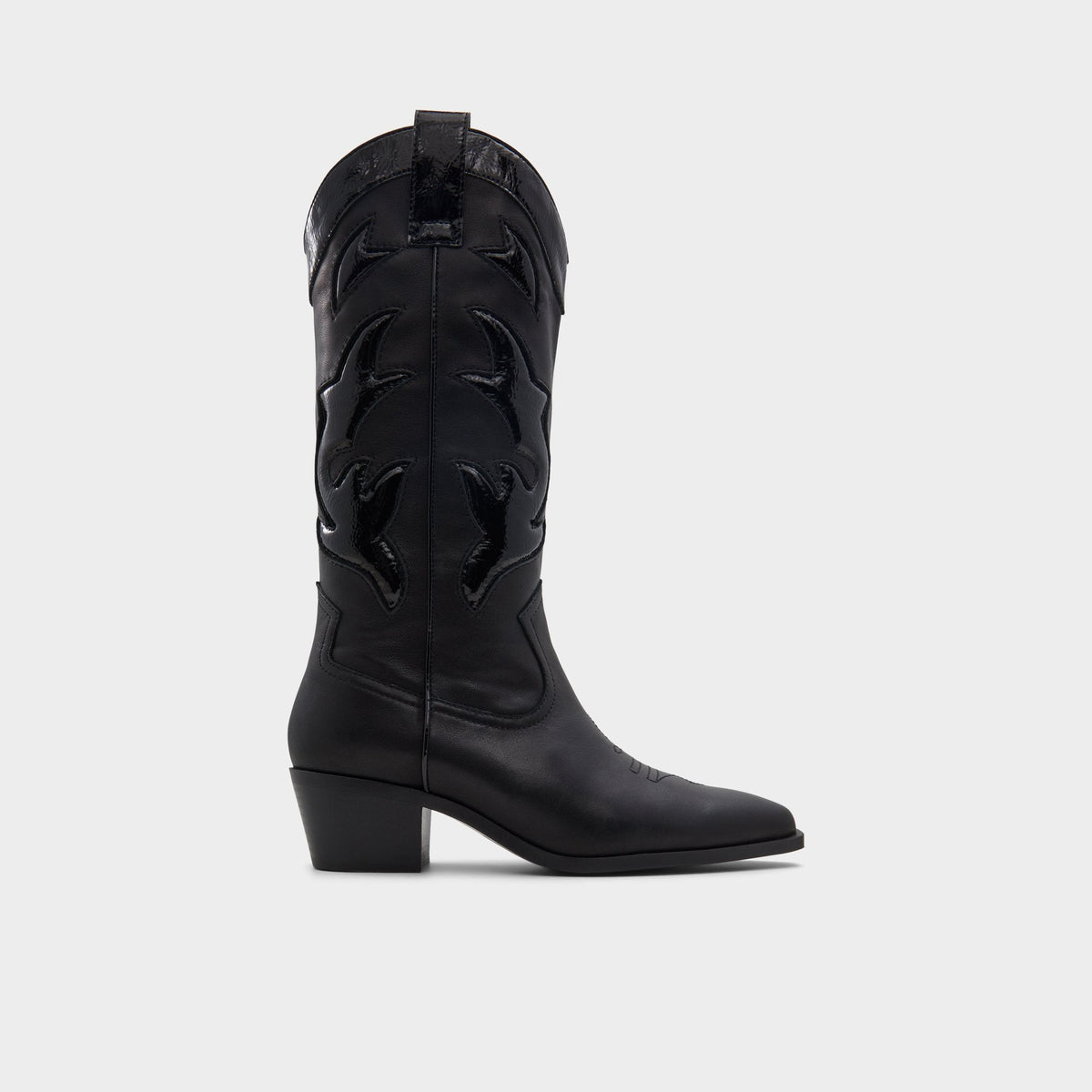 Aldo Nebraska Black Women's Western - Mid-calf western boot, Block heel Black