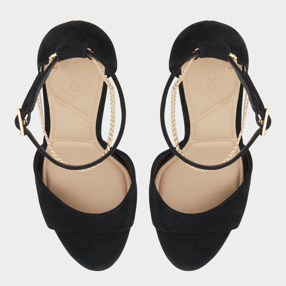 Aldo Afumeth Black Overflow Women's Platform sandals - Strappy heeled sandal, Stiletto platform Black overflow