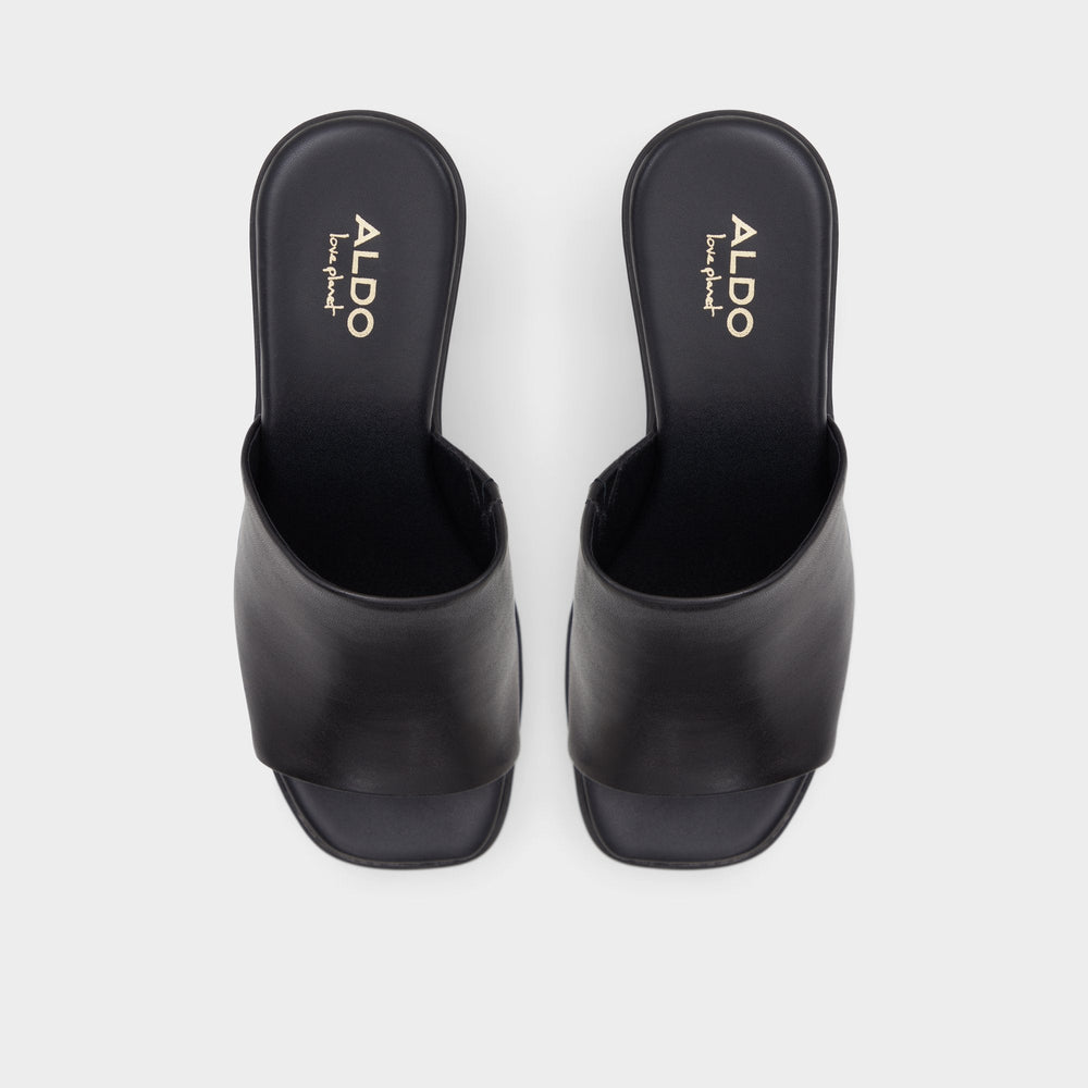 Aldo Maysee Other Black Leather Smooth Women's Mule slides - Heeled mule, Platform Other black
