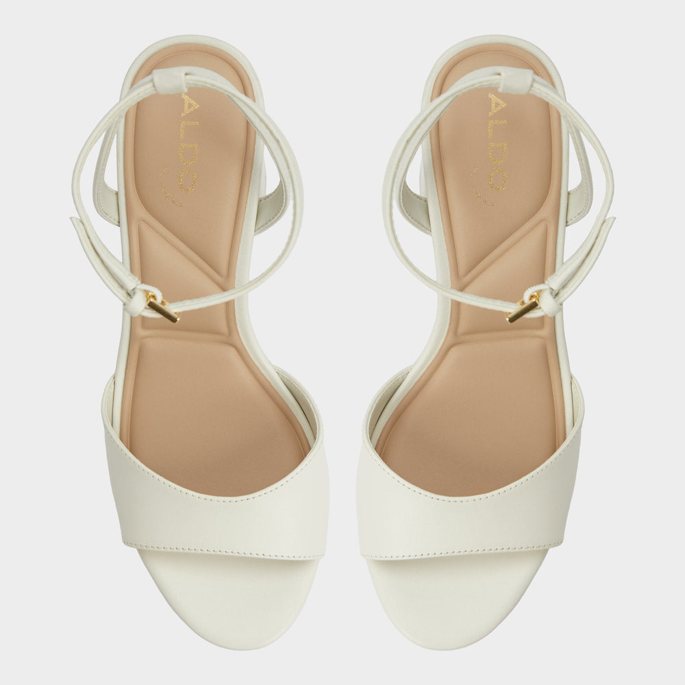 Aldo Gracious White/Bone Women's Block heels - Strappy heeled sandal, Block heel White/Bone