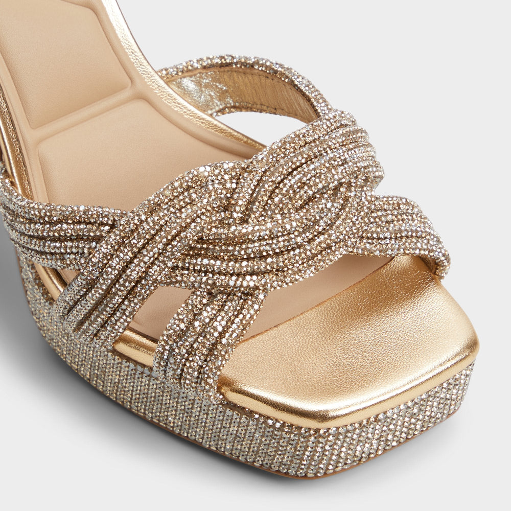 Aldo Shimma Gold Women's Iridescent metallics - Strappy heeled sandal, Platform Gold