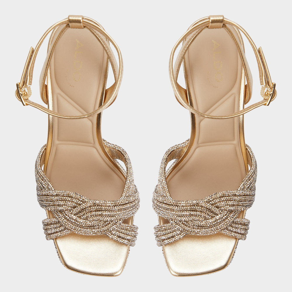 Aldo Shimma Gold Women's Iridescent metallics - Strappy heeled sandal, Platform Gold