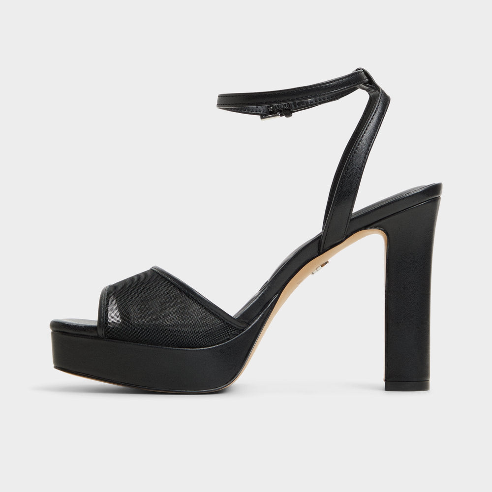 Aldo Chicglimmer Black Women's Platform sandals - Strappy heeled sandal, Block heel Black
