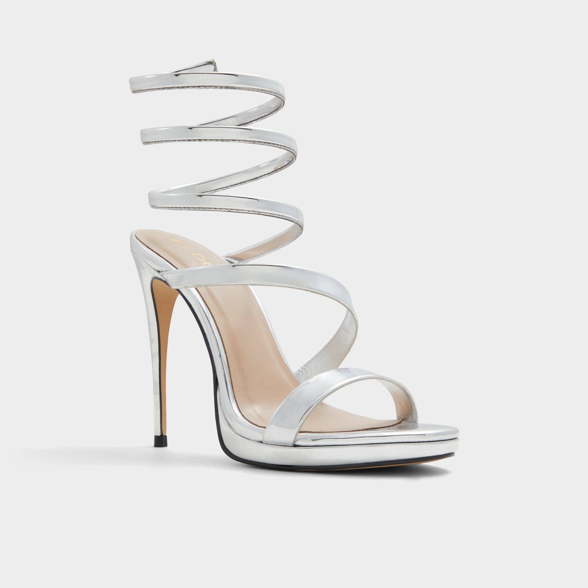 Aldo Katswirl in Silver - Strappy sandal, Stiletto platform Silver