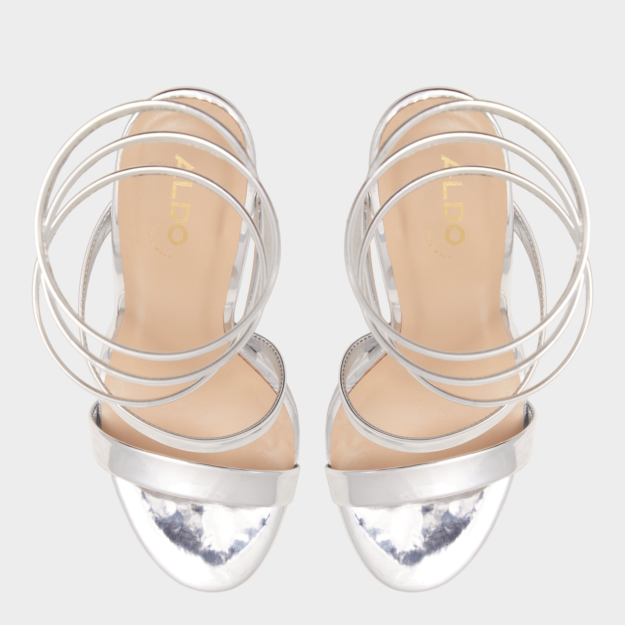 Aldo Katswirl in Silver - Strappy sandal, Stiletto platform Silver