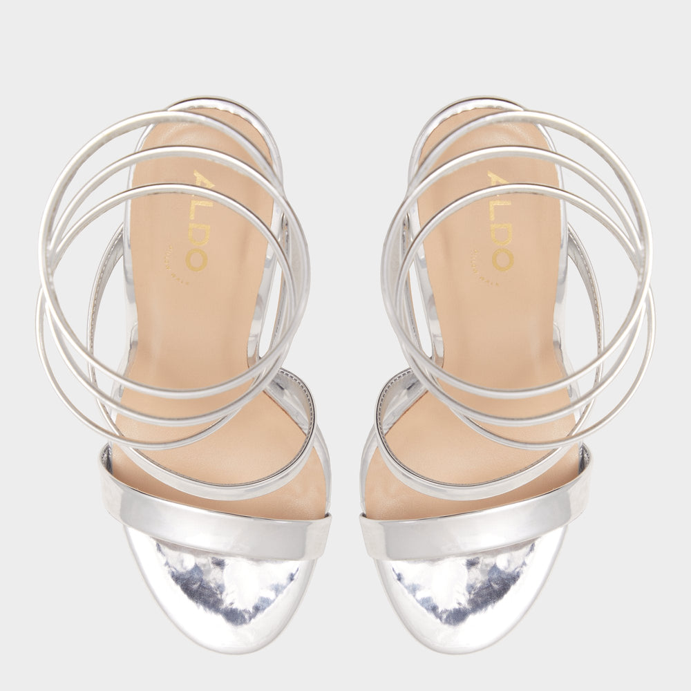 Aldo Katswirl in Silver - Strappy sandal, Stiletto platform Silver