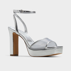 Aldo Chicglimmer Silver Women's Platform sandals - Strappy heeled sandal, Block heel Silver