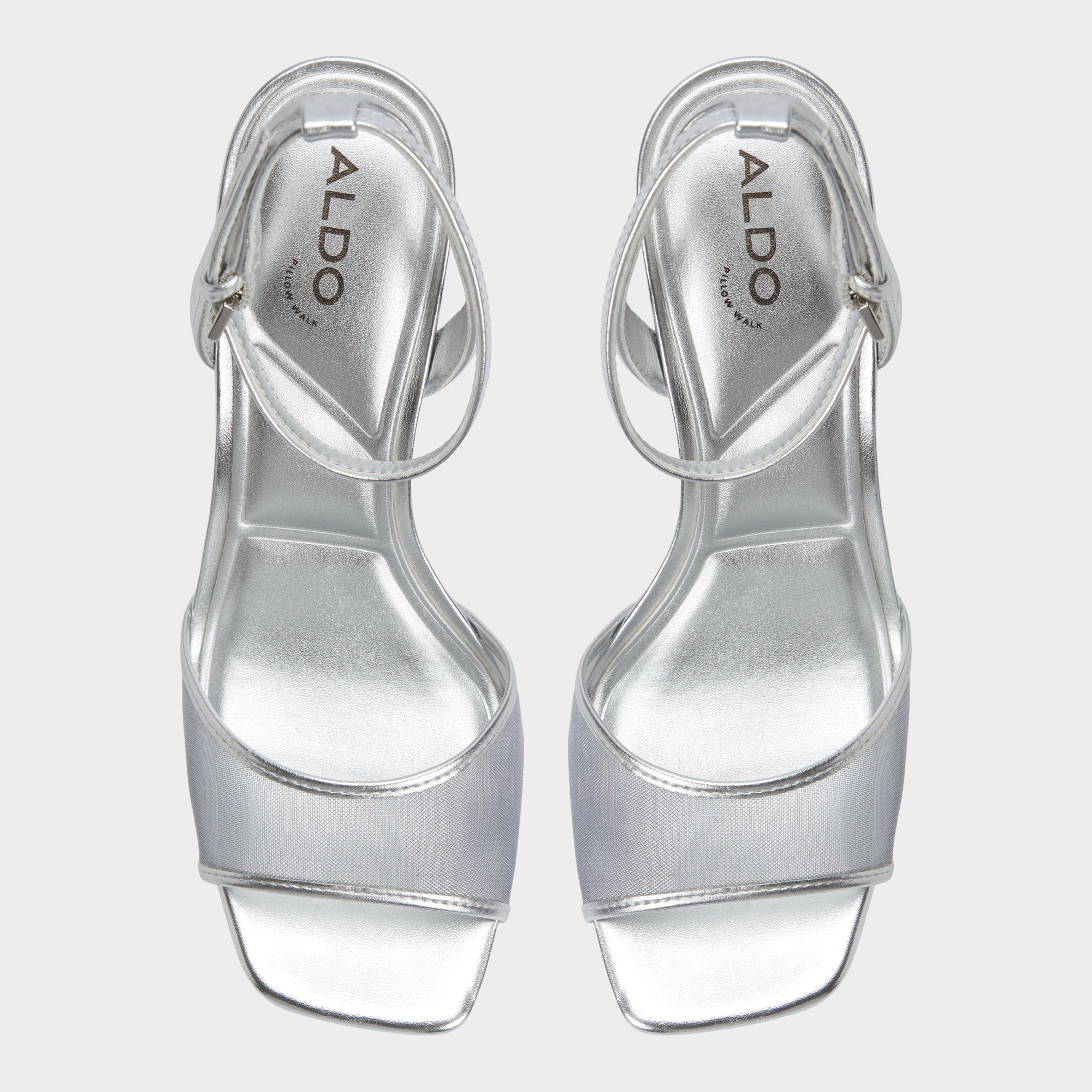 Aldo Chicglimmer Silver Women's Platform sandals - Strappy heeled sandal, Block heel Silver
