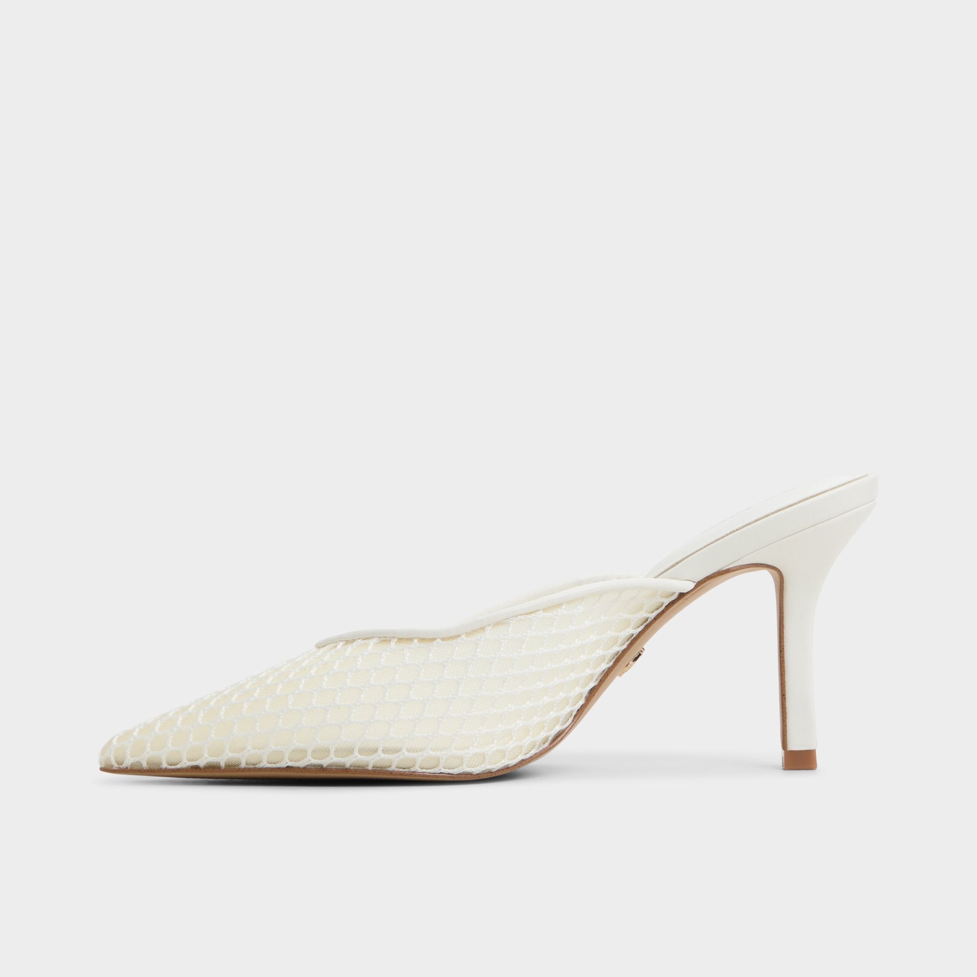 Aldo Gamilia Open White Textile Mesh Women's Kitten heels - Heeled mule, Kitten heel Open White