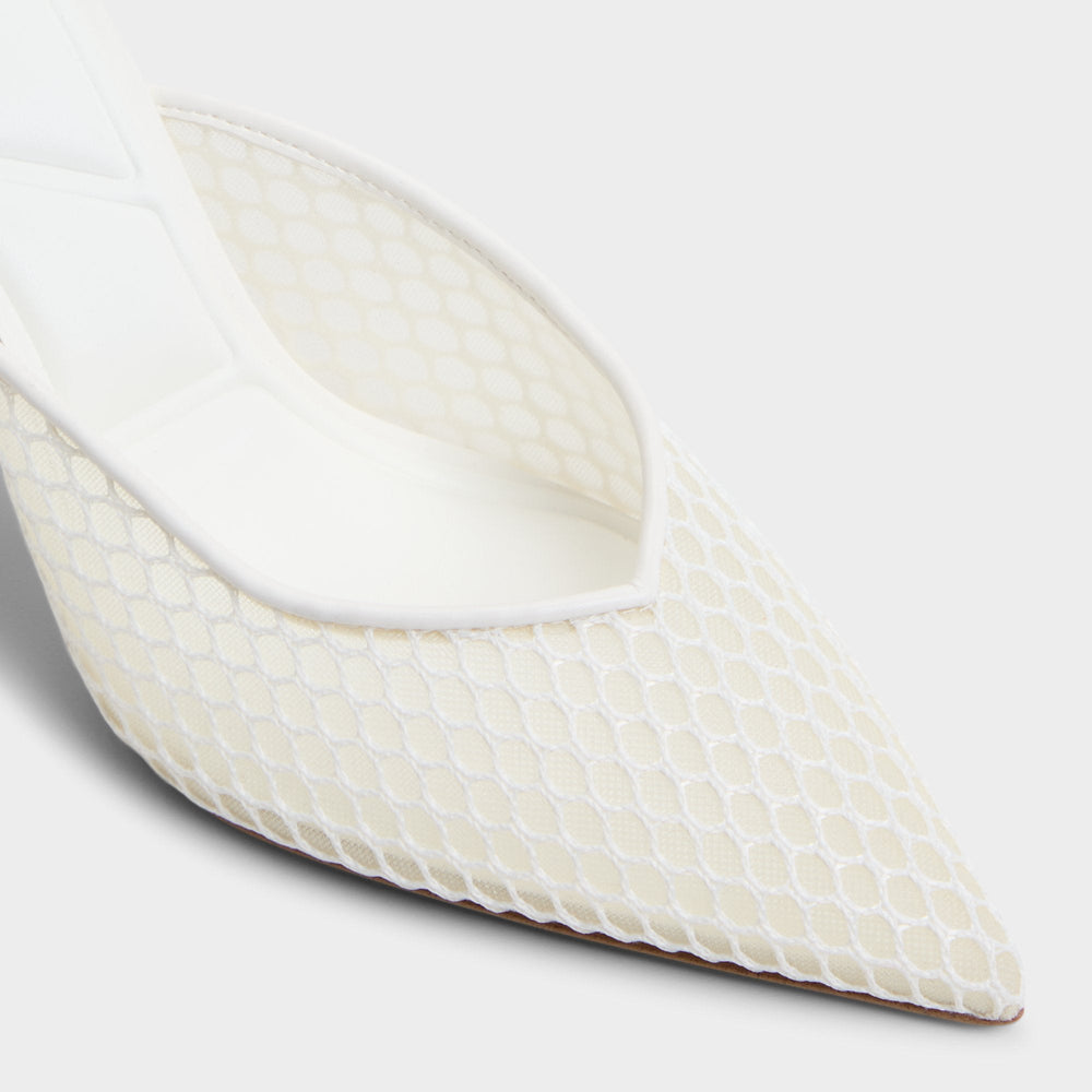 Aldo Gamilia Open White Textile Mesh Women's Kitten heels - Heeled mule, Kitten heel Open White