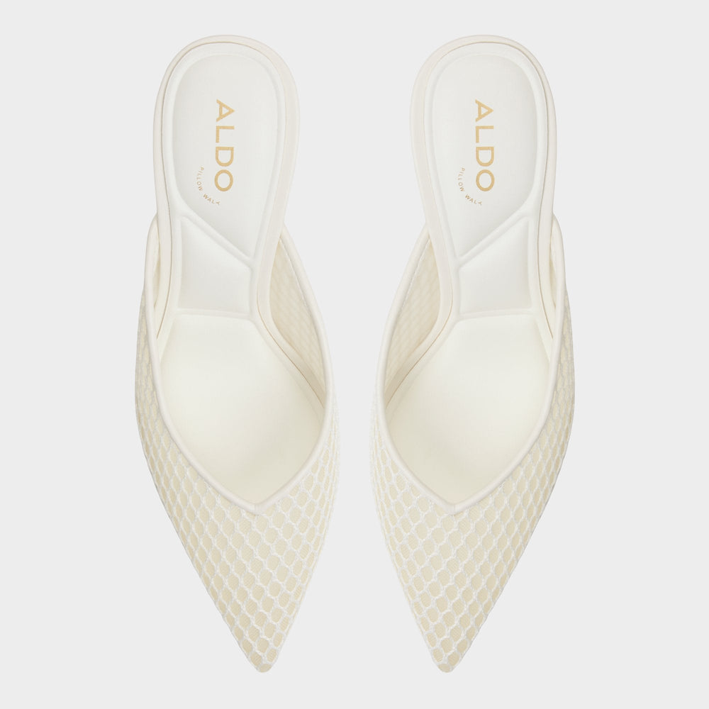 Aldo Gamilia Open White Textile Mesh Women's Kitten heels - Heeled mule, Kitten heel Open White