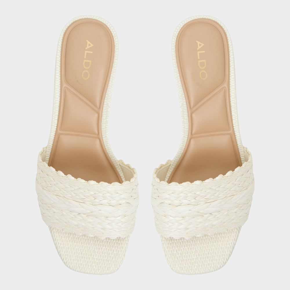 Aldo Claudina White/Bone Women's Block heels - Heeled mule, Block heel White/bone