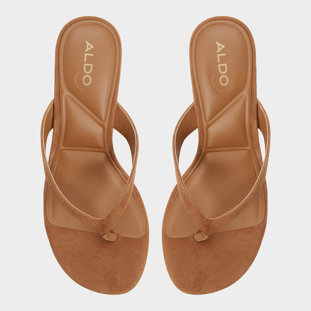 Aldo Jump in Medium Brown - Heeled flip flop, Kitten heel Medium brown