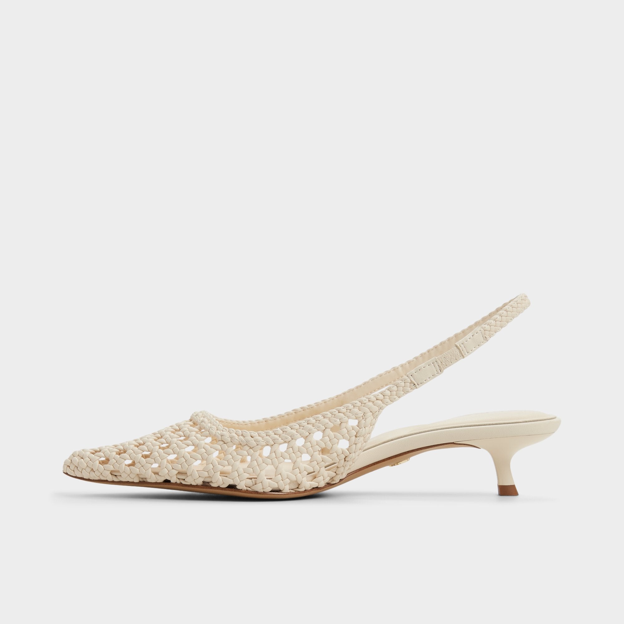 Aldo Violettia in Light Beige - Sling back high heel, Kitten heel Light beige