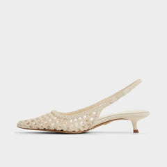 Aldo Violettia in Light Beige - Sling back high heel, Kitten heel Light beige