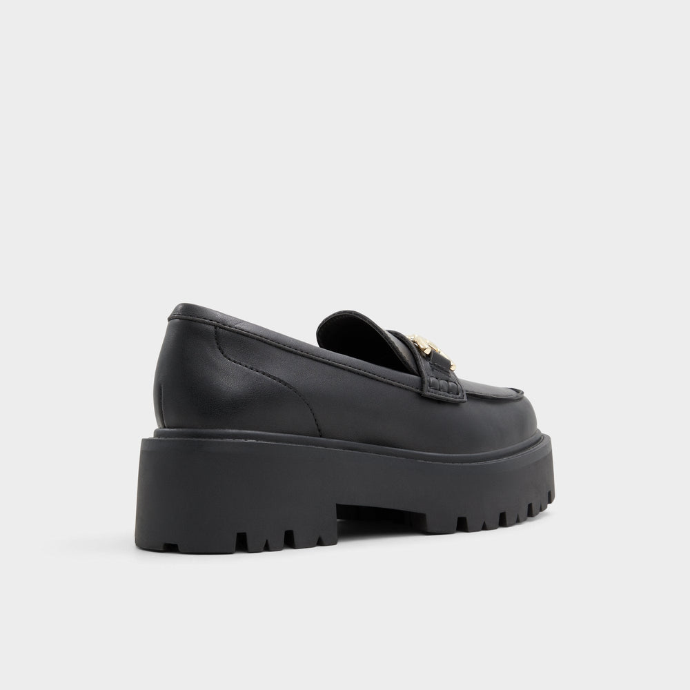 Aldo Oneameth Black Synthetic Smooth Women's Loafers & Oxfords - Loafer, Lug sole Black