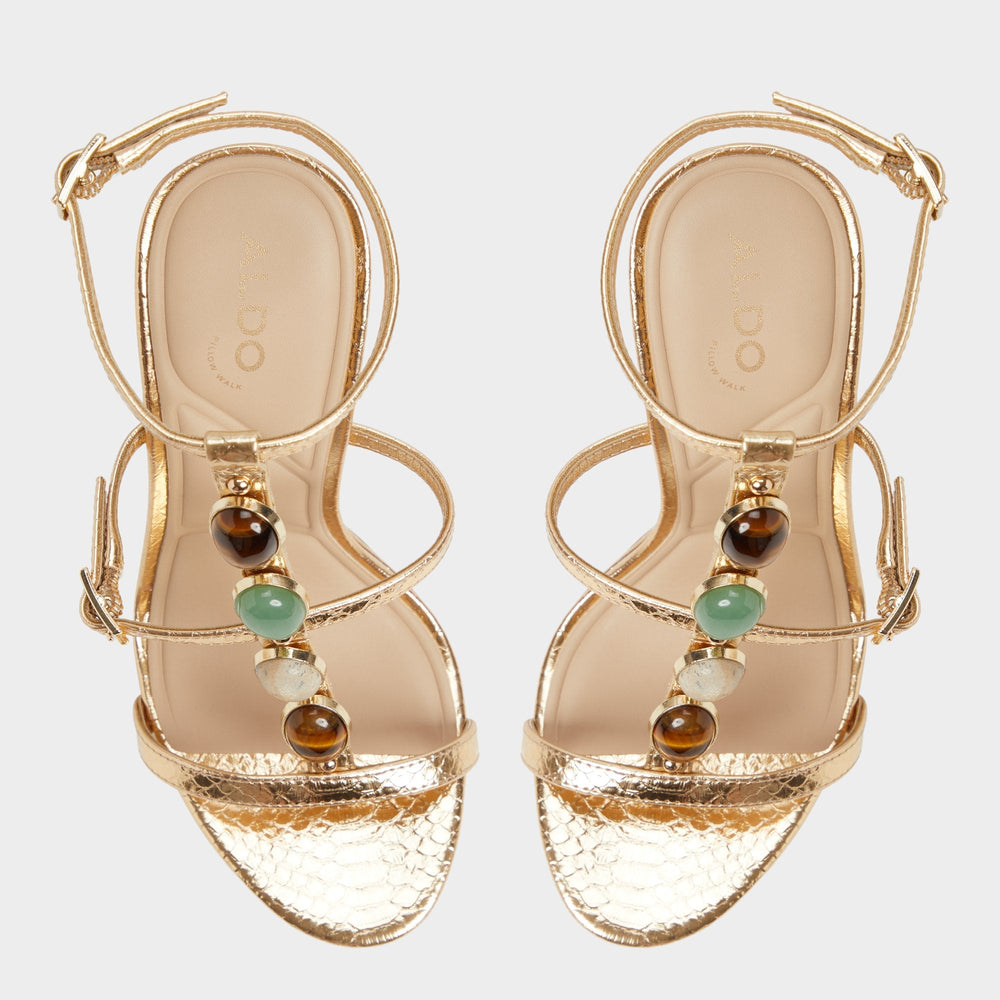 Aldo Opalia Gold Women's Strappy sandals - Strappy heeled sandal, Platform Gold