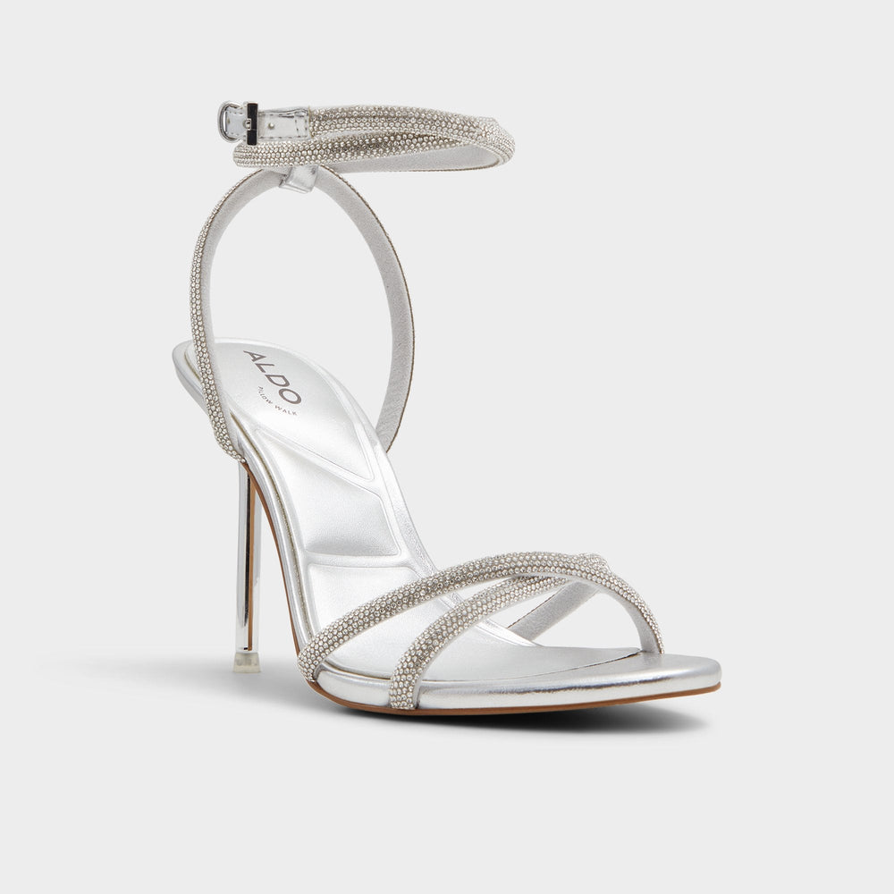 Aldo Manaelden Silver Women's Heeled sandals - Strappy heeled sandal, Stiletto heel Silver