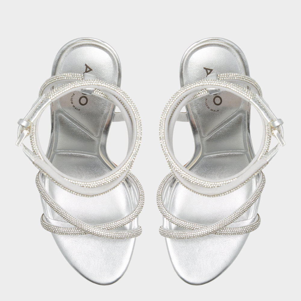 Aldo Manaelden Silver Women's Heeled sandals - Strappy heeled sandal, Stiletto heel Silver