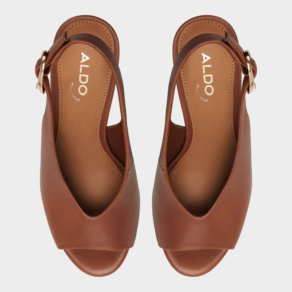 Aldo Tatianah in Dark Brown - Sling back heeled sandal, Wedge heel Dark brown