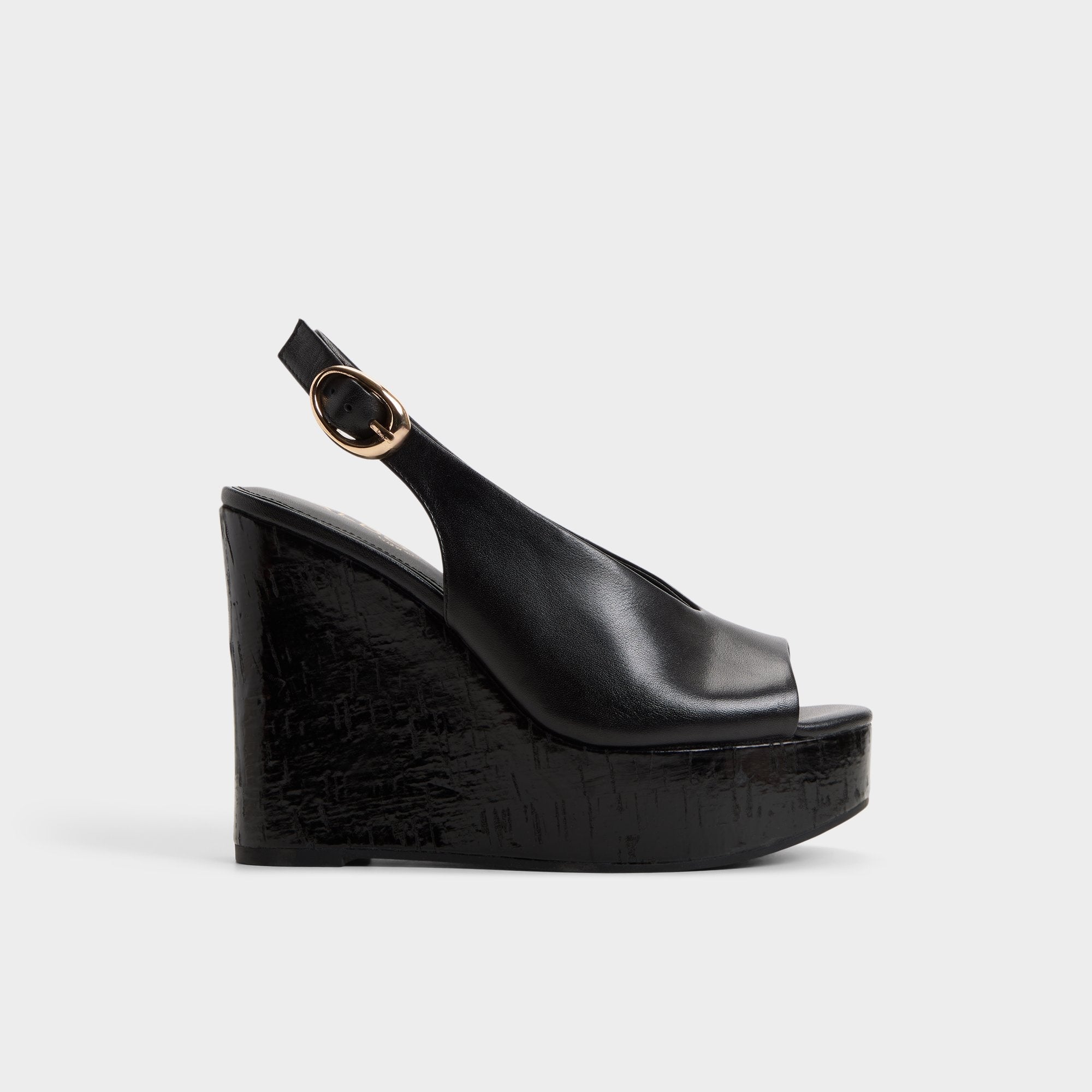 Aldo Tatianah in Black - Sling back heeled sandal, Wedge heel Black