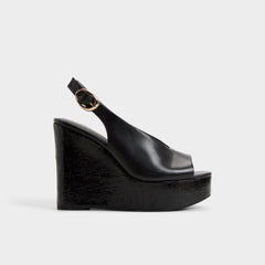 Aldo Tatianah in Black - Sling back heeled sandal, Wedge heel Black