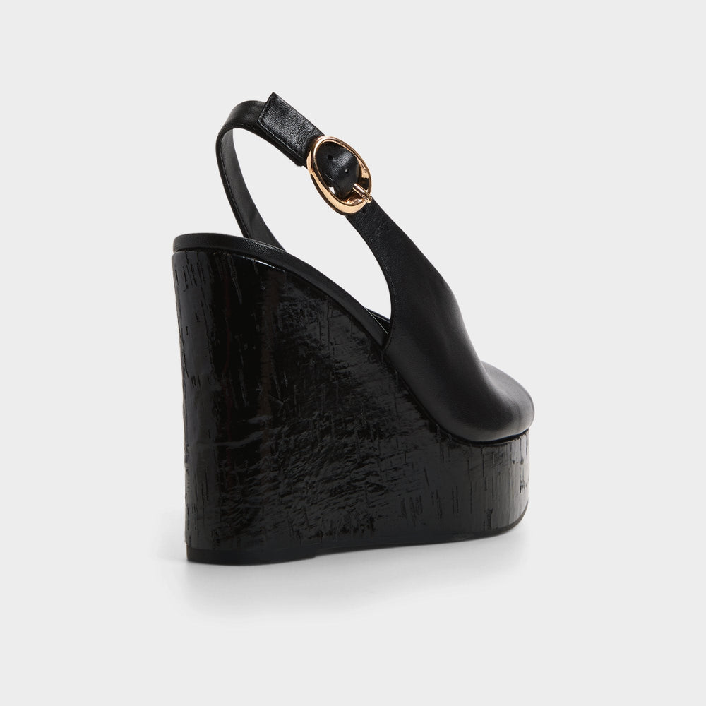 Aldo Tatianah in Black - Sling back heeled sandal, Wedge heel Black