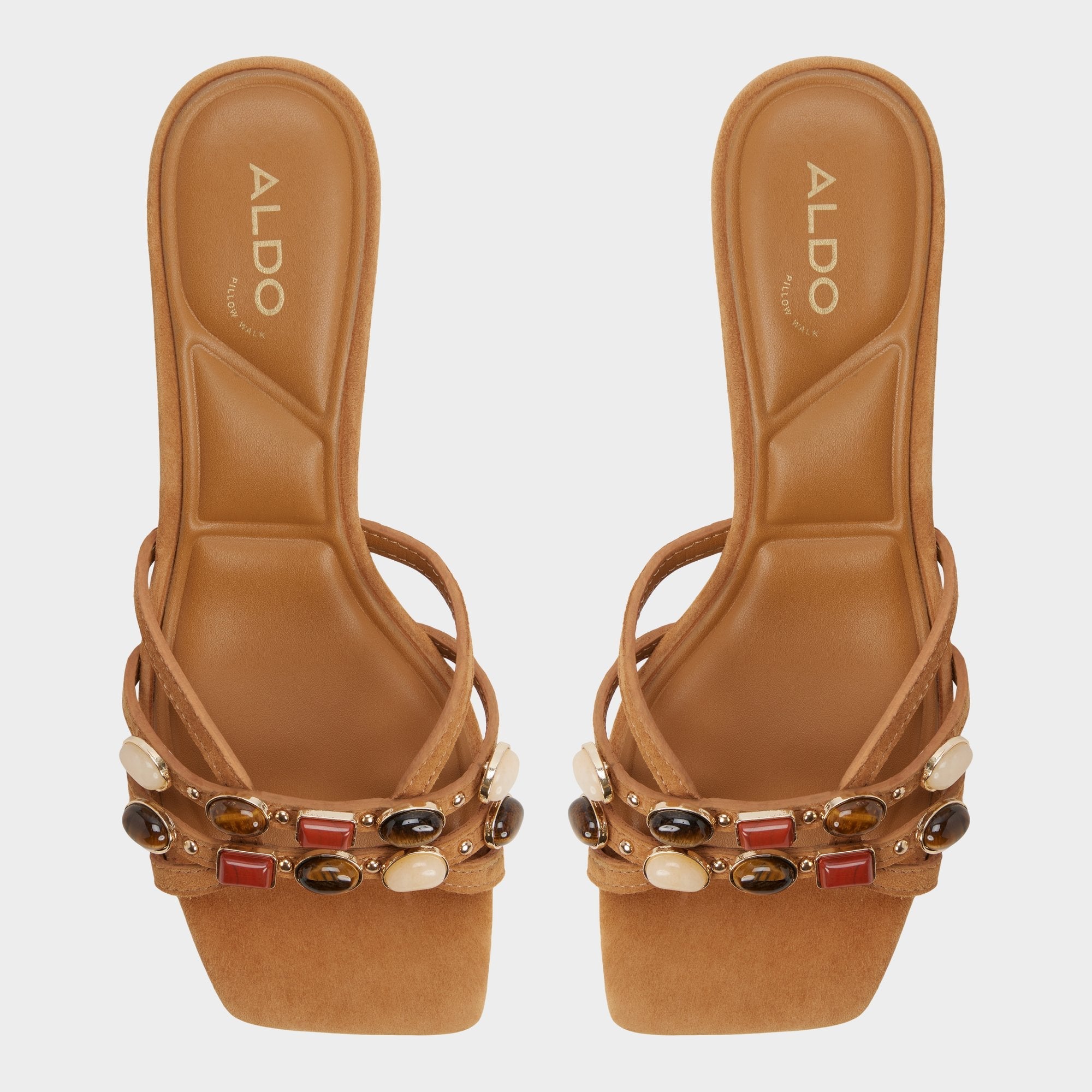 Aldo Jemstone in Medium Brown - Strappy heeled sandal, Block heel Medium brown