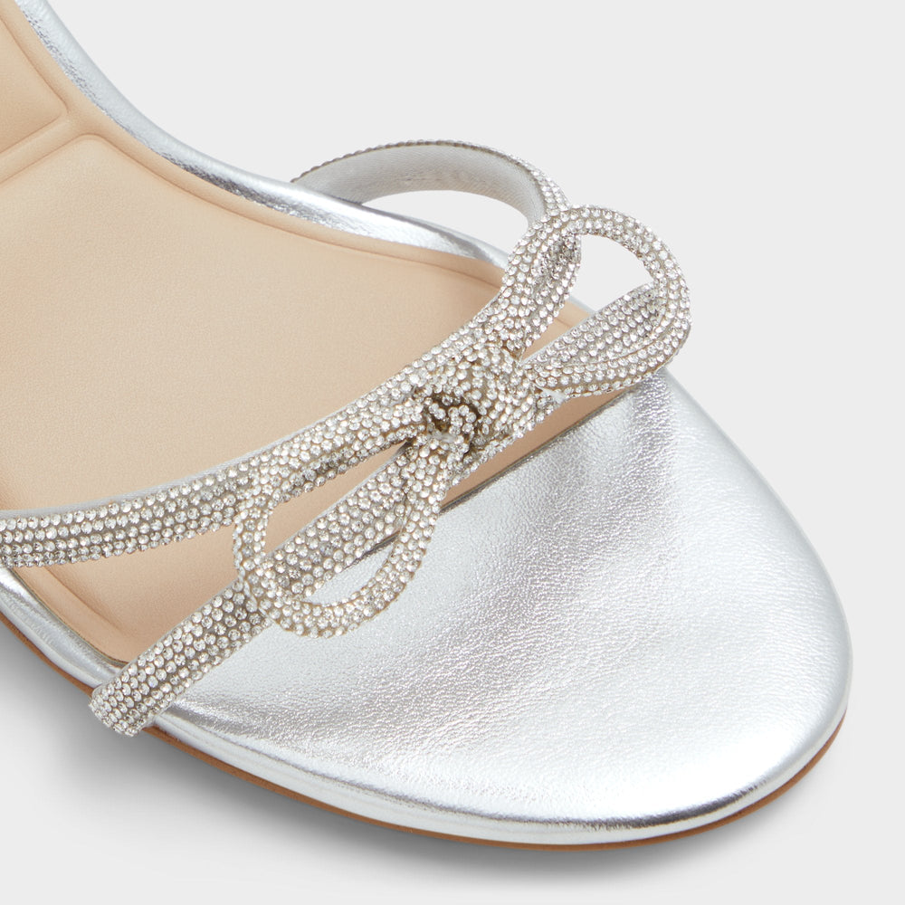 Aldo Bouclette Silver Women's Block heels - Strappy heeled sandal, Block heel Silver
