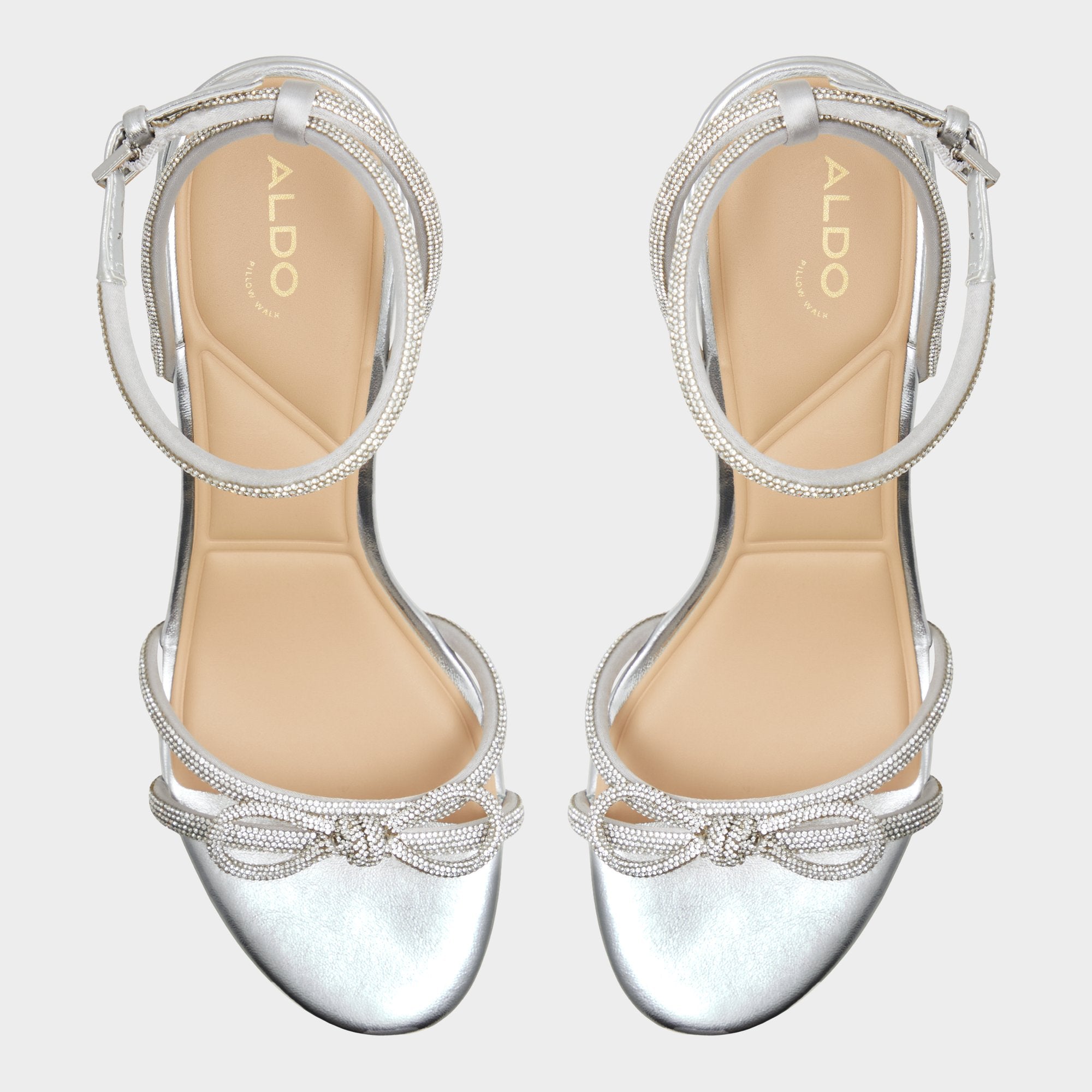 Aldo Bouclette Silver Women's Block heels - Strappy heeled sandal, Block heel Silver
