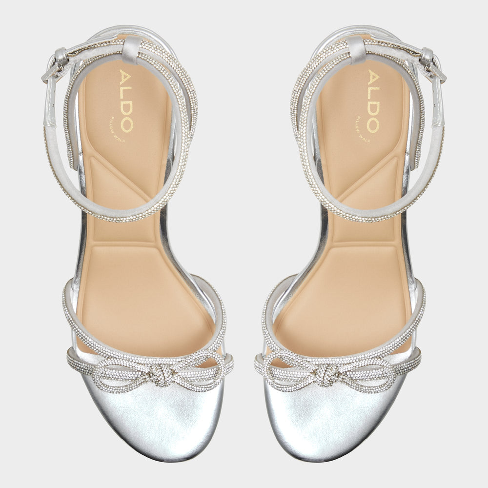 Aldo Bouclette Silver Women's Block heels - Strappy heeled sandal, Block heel Silver