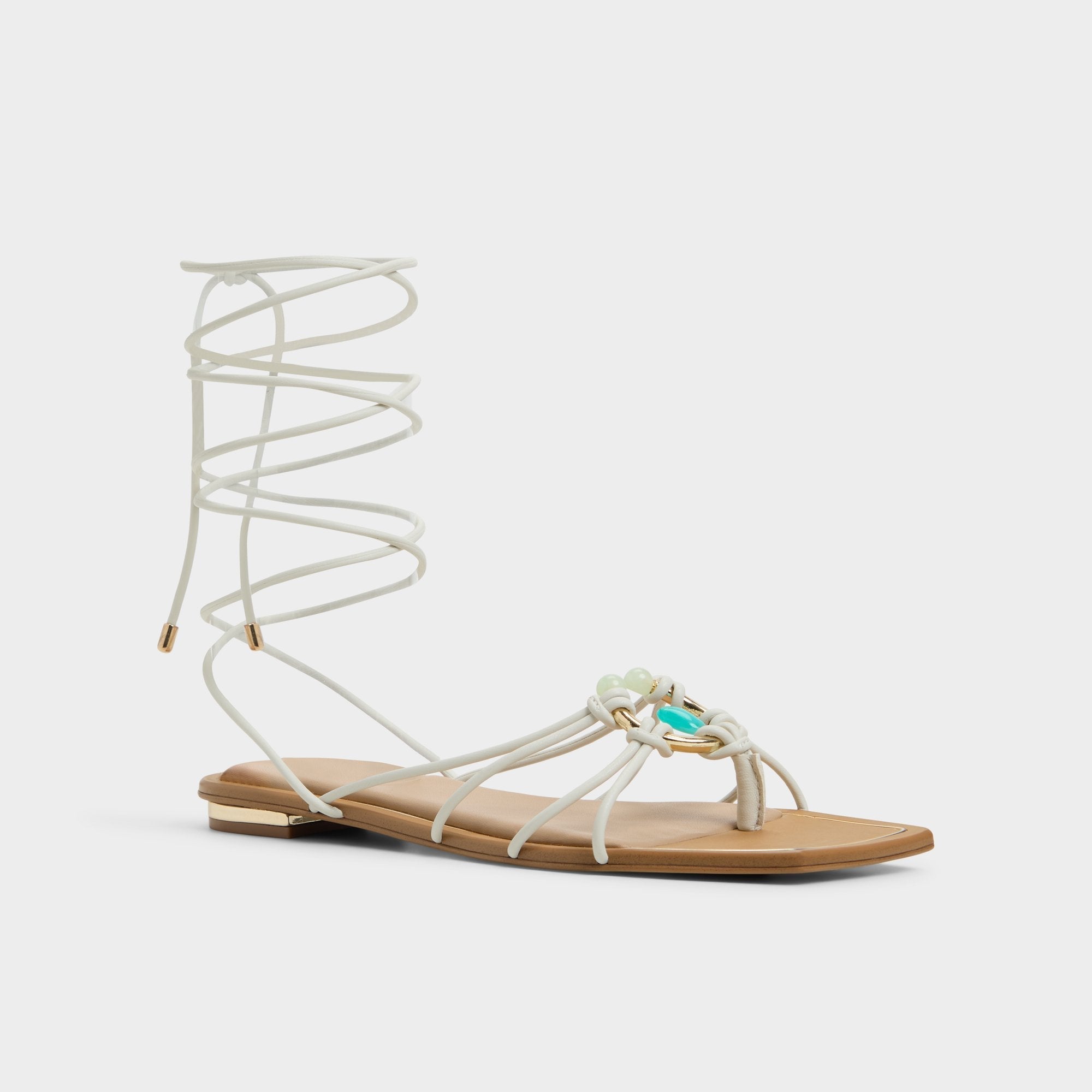Aldo Nirena White/Bone Women's Flats - Strappy flat sandal White/bone