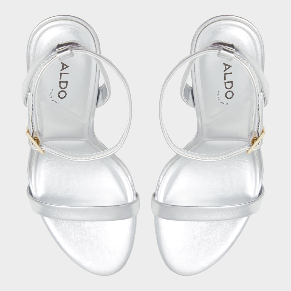 Aldo Maristou Silver Women's Strappy sandals - Strappy heeled sandal Silver