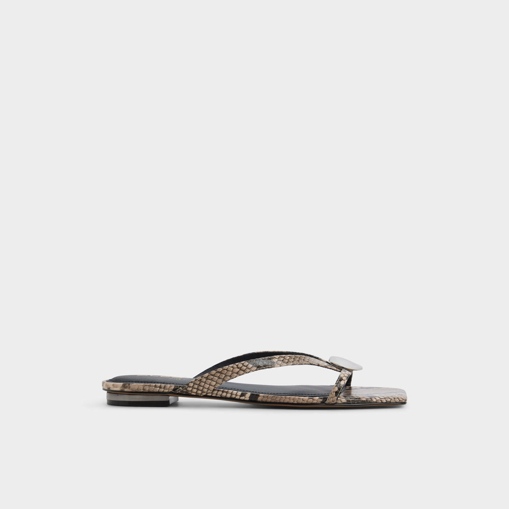 Aldo Iliria White/Black Women's Flats - Slide sandal White/black