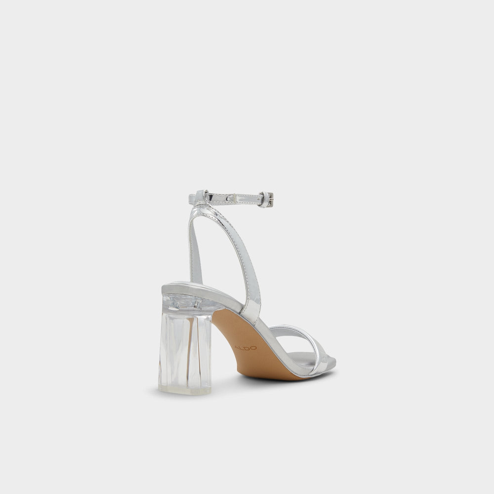 Aldo Aurorai Silver Women's Block heels - Strappy heeled sandal, Block heel Silver