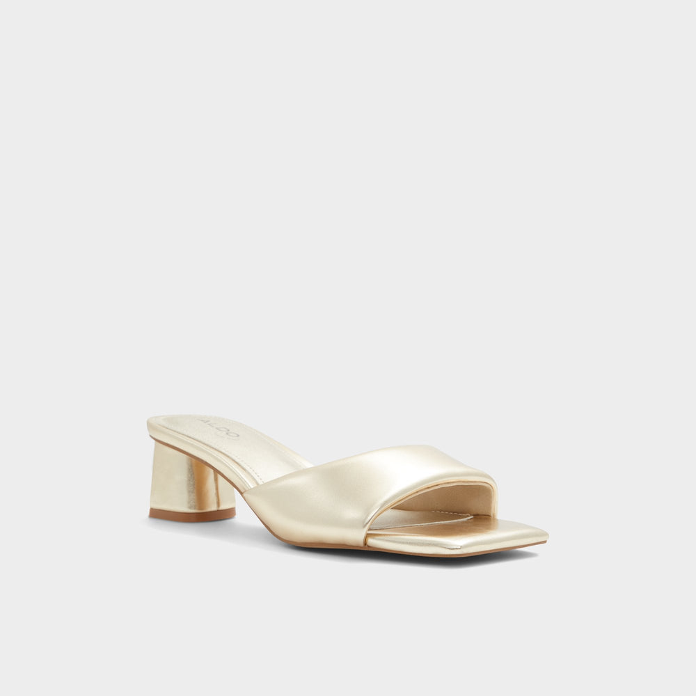 Aldo Aneka Gold Women's Heeled mules - Heeled mule, Block heel Gold