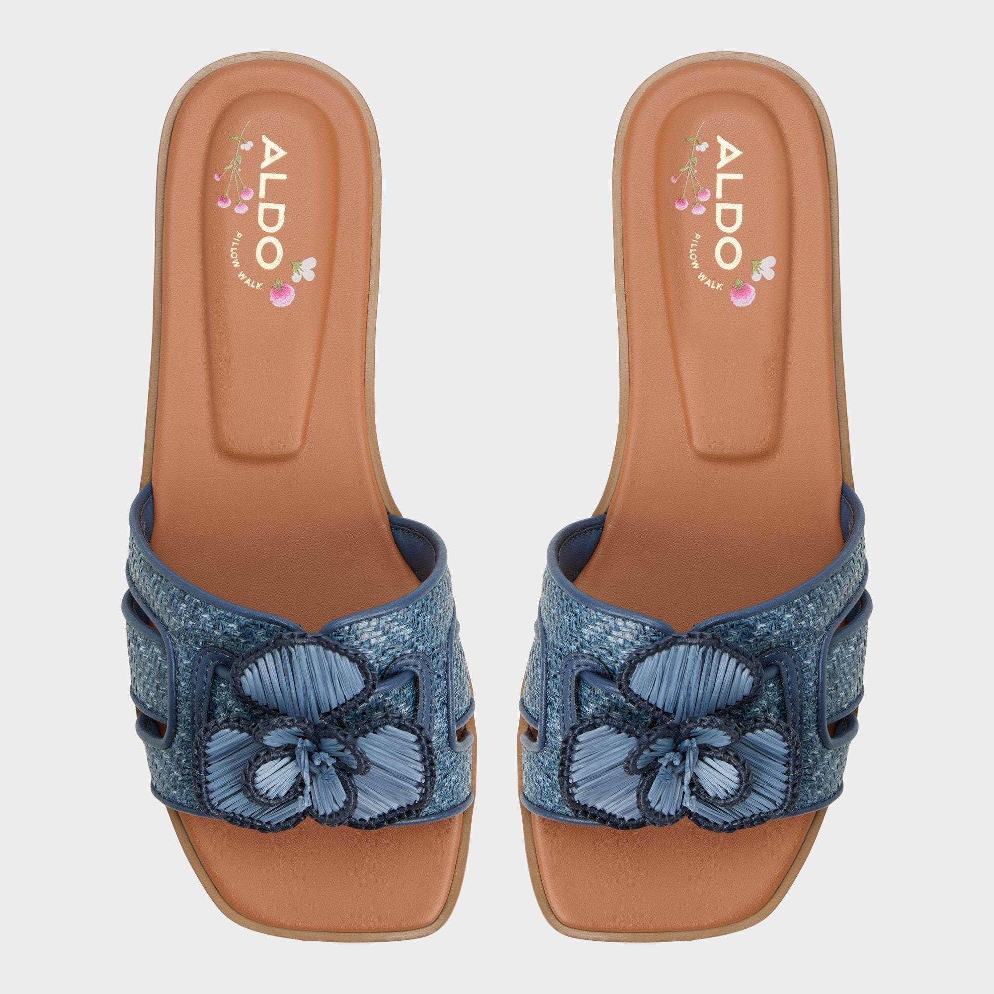 Aldo Seaflower Denim Women's Flats - Slide sandal Denim