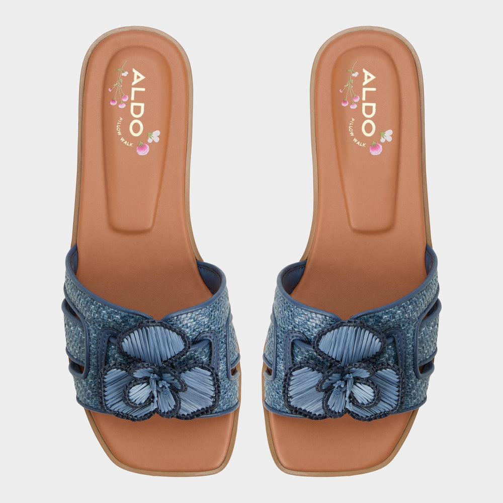 Aldo Seaflower Denim Women's Flats - Slide sandal Denim