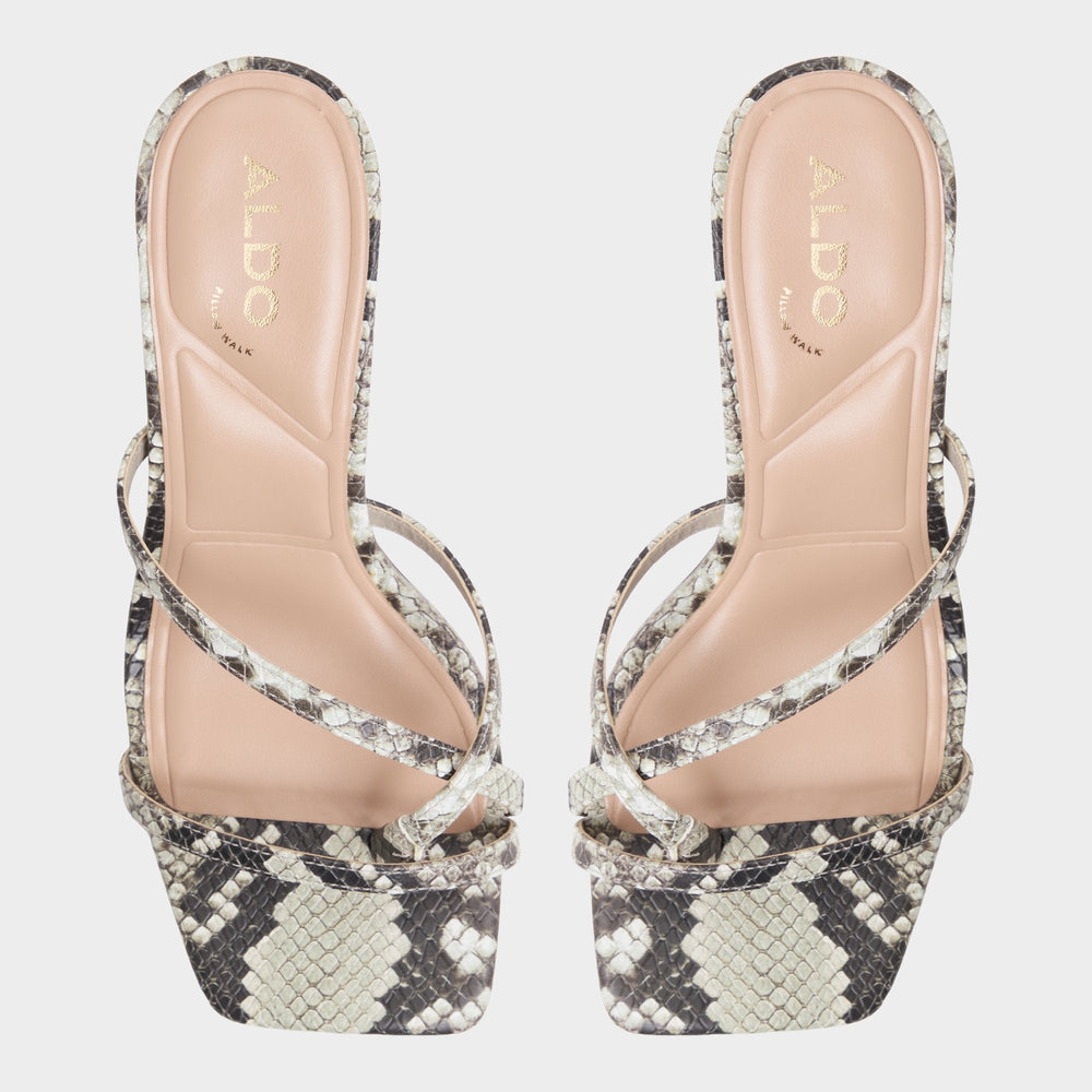 Aldo Calypsa White/Black Women's Animal Prints - Strappy heeled sandal White/Black