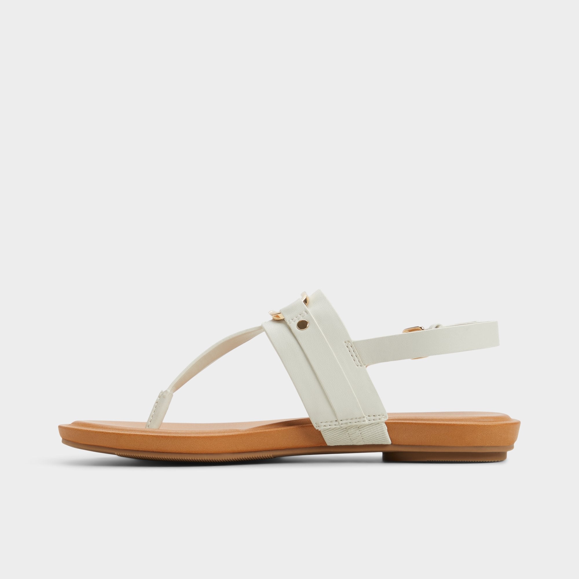 Aldo Taylen White/Bone Women's Footbed sandals - T-strap sandal White/Bone