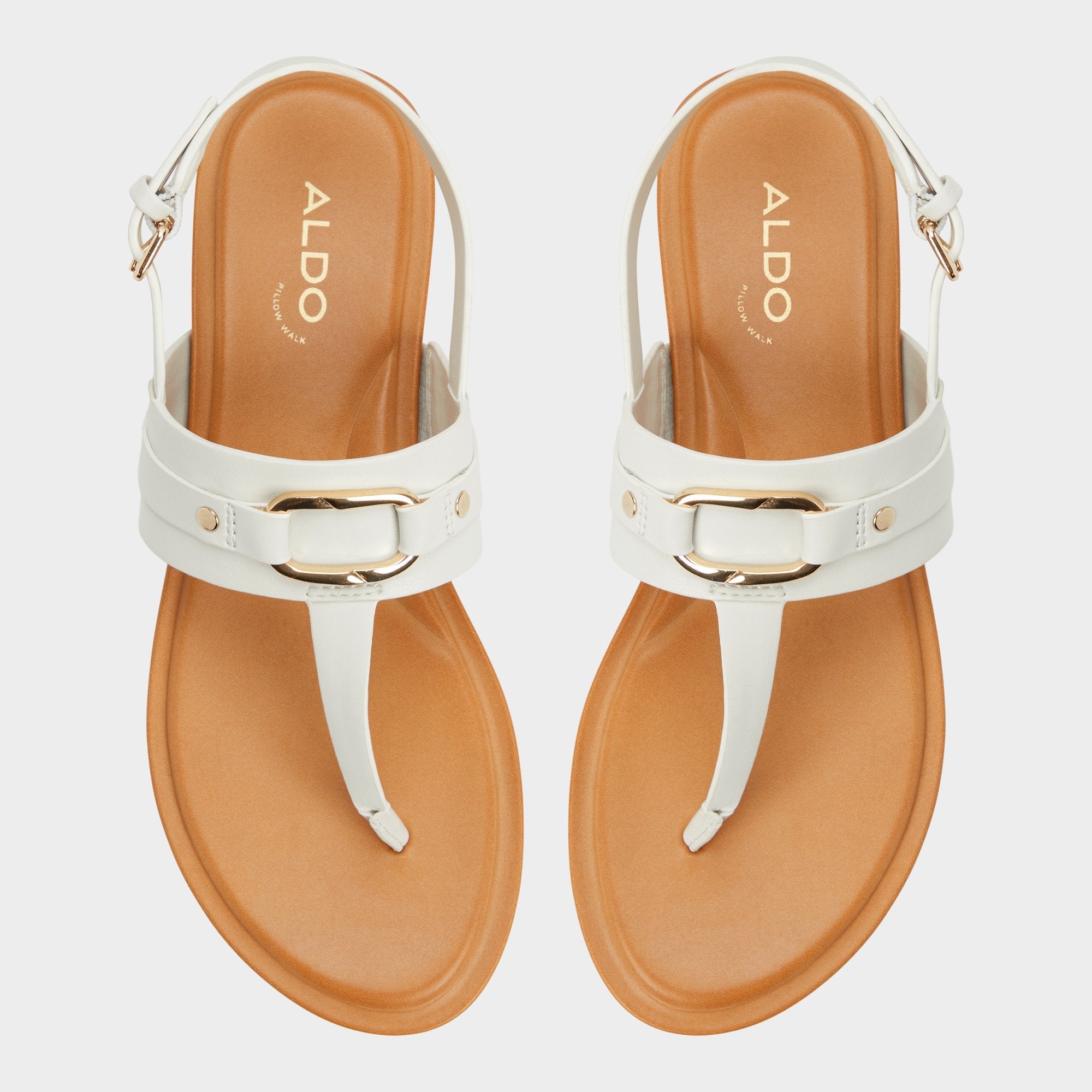 Aldo Taylen White/Bone Women's Footbed sandals - T-strap sandal White/Bone